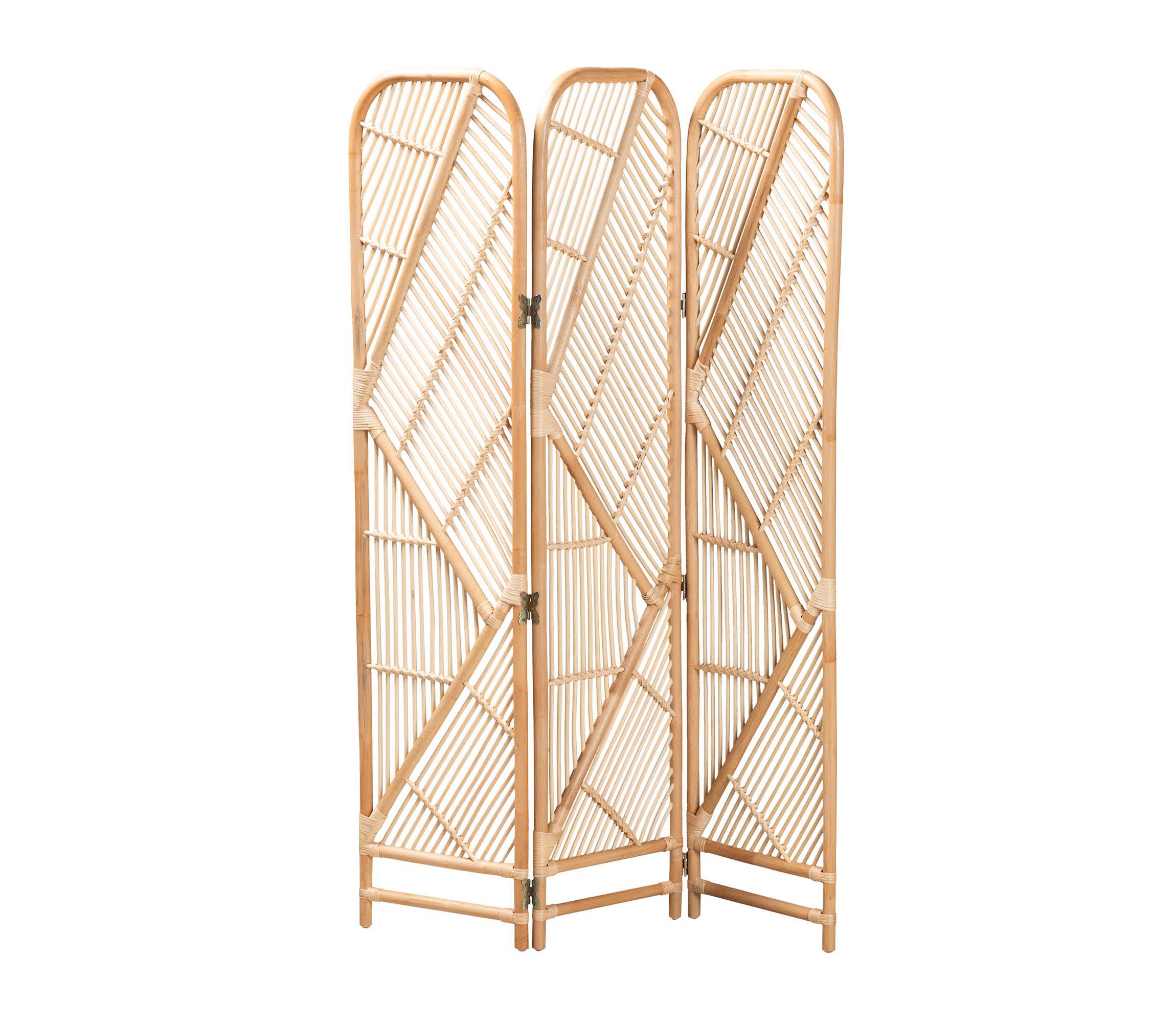 bali & pari Firenze Modern Bohemian Natural Brown Rattan Room Divider
