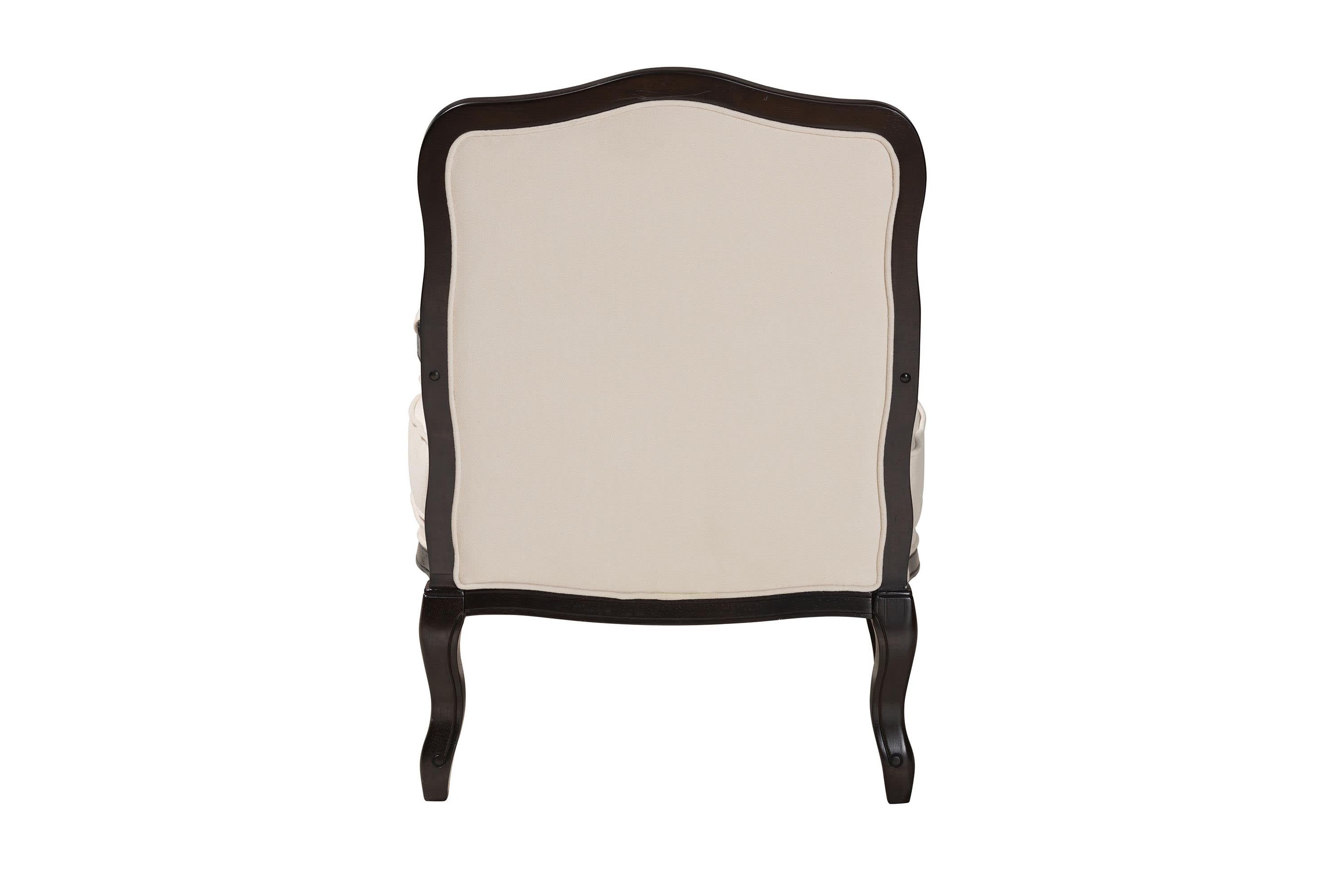 Dion Traditional French Cream Fabric and Wenge Brown Finished Wood Accent Chair