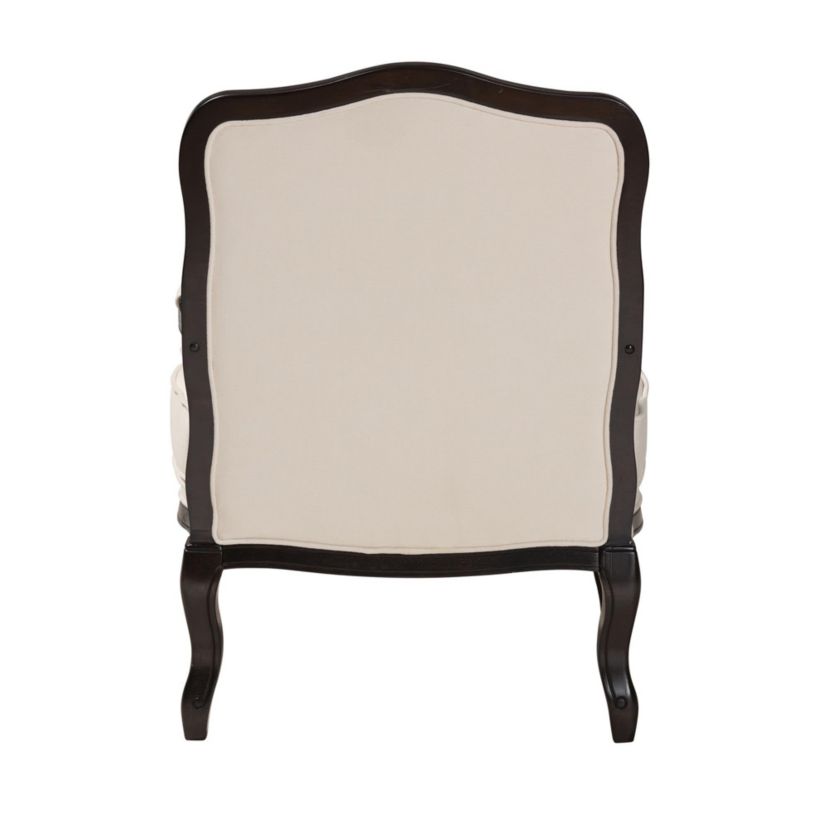 Dion Traditional French Cream Fabric and Wenge Brown Finished Wood Accent Chair