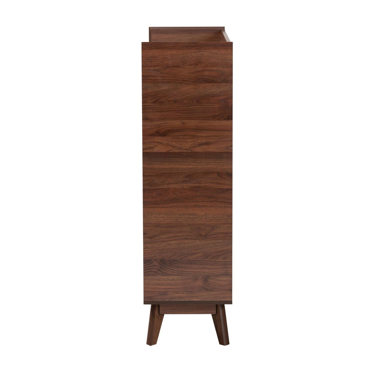 Delaire Mid-Century Modern Walnut Brown Finished Wood Shoe Cabinet
