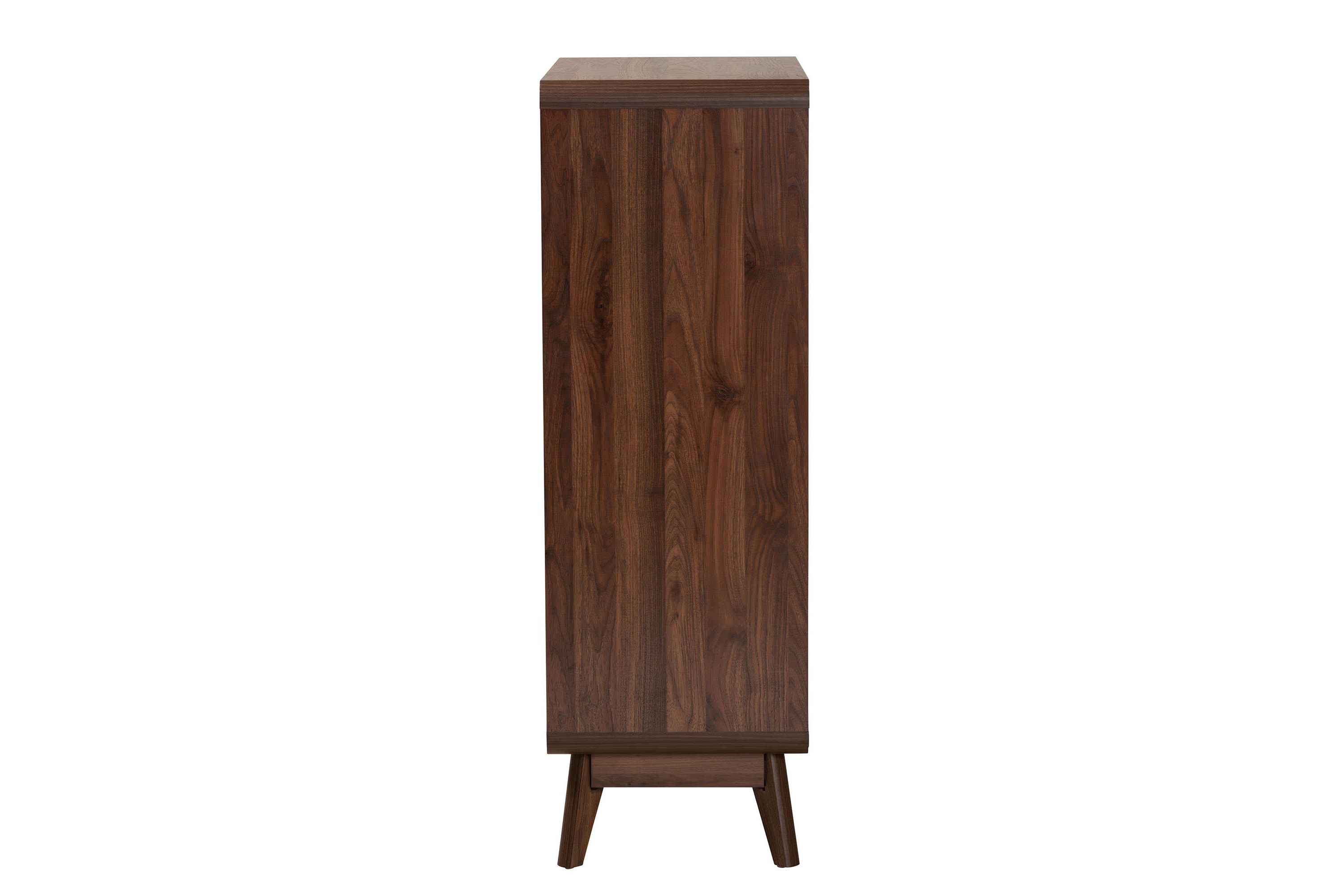 Markell Mid-Century Modern Transitional Walnut Brown Finished Wood 5-Drawer Storage Chest