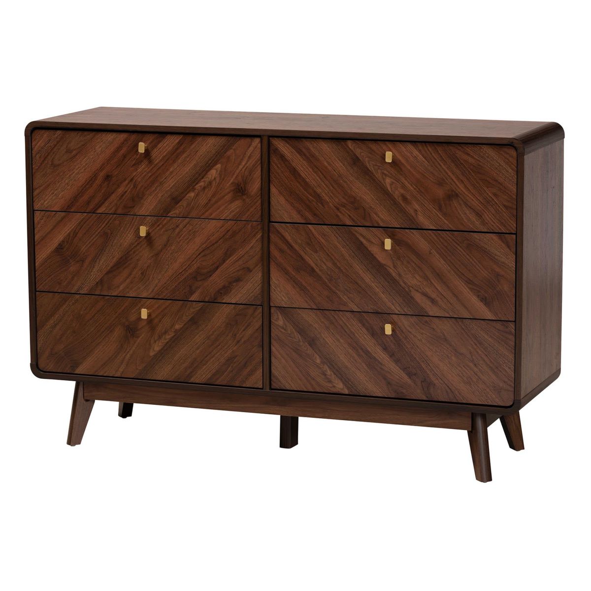 Markell Mid-Century Modern Transitional Walnut Brown Finished Wood 6-Drawer Dresser