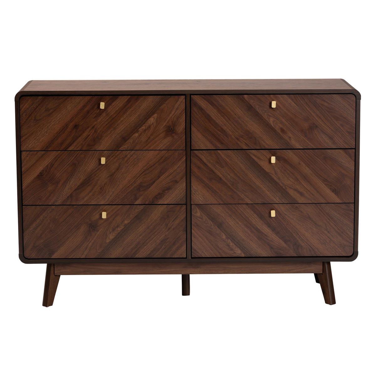 Markell Mid-Century Modern Transitional Walnut Brown Finished Wood 6-Drawer Dresser