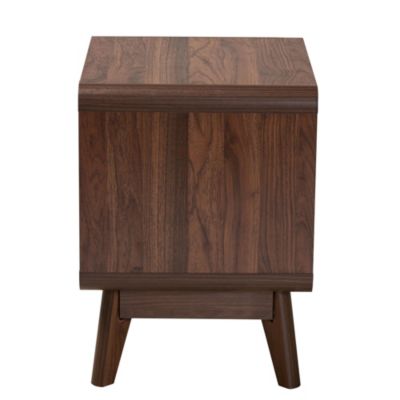 Markell Mid-Century Transitional Walnut Brown Finished Wood 2-Drawer Nightstand