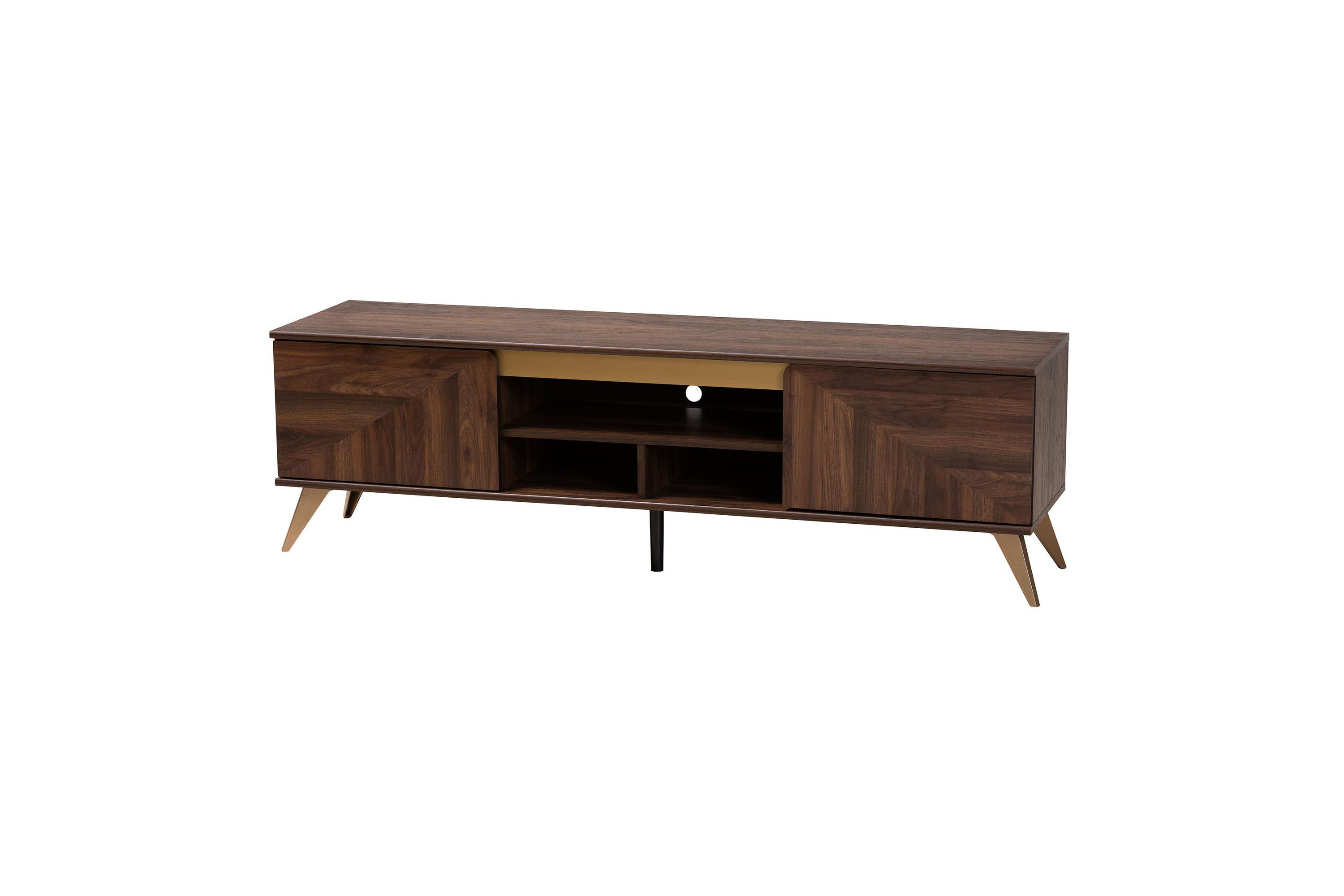 Graceland Mid-Century Modern Transitional Walnut Brown Finished Wood 2-Door TV Stand