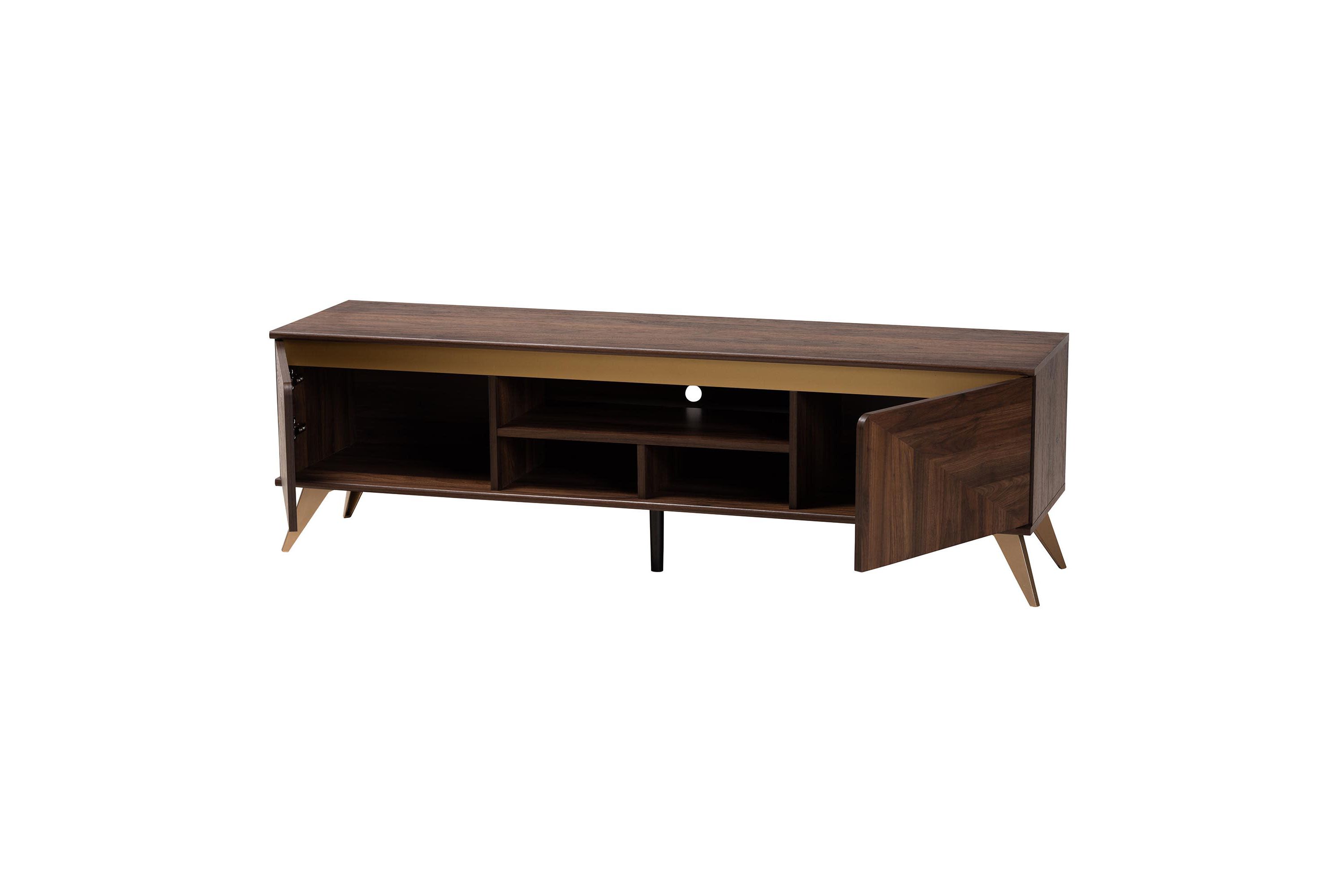 Graceland Mid-Century Modern Transitional Walnut Brown Finished Wood 2-Door TV Stand