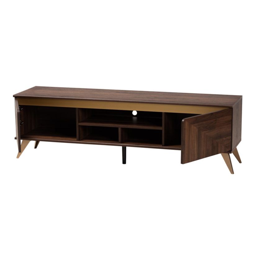 Graceland Mid-Century Modern Transitional Walnut Brown Finished Wood 2-Door TV Stand