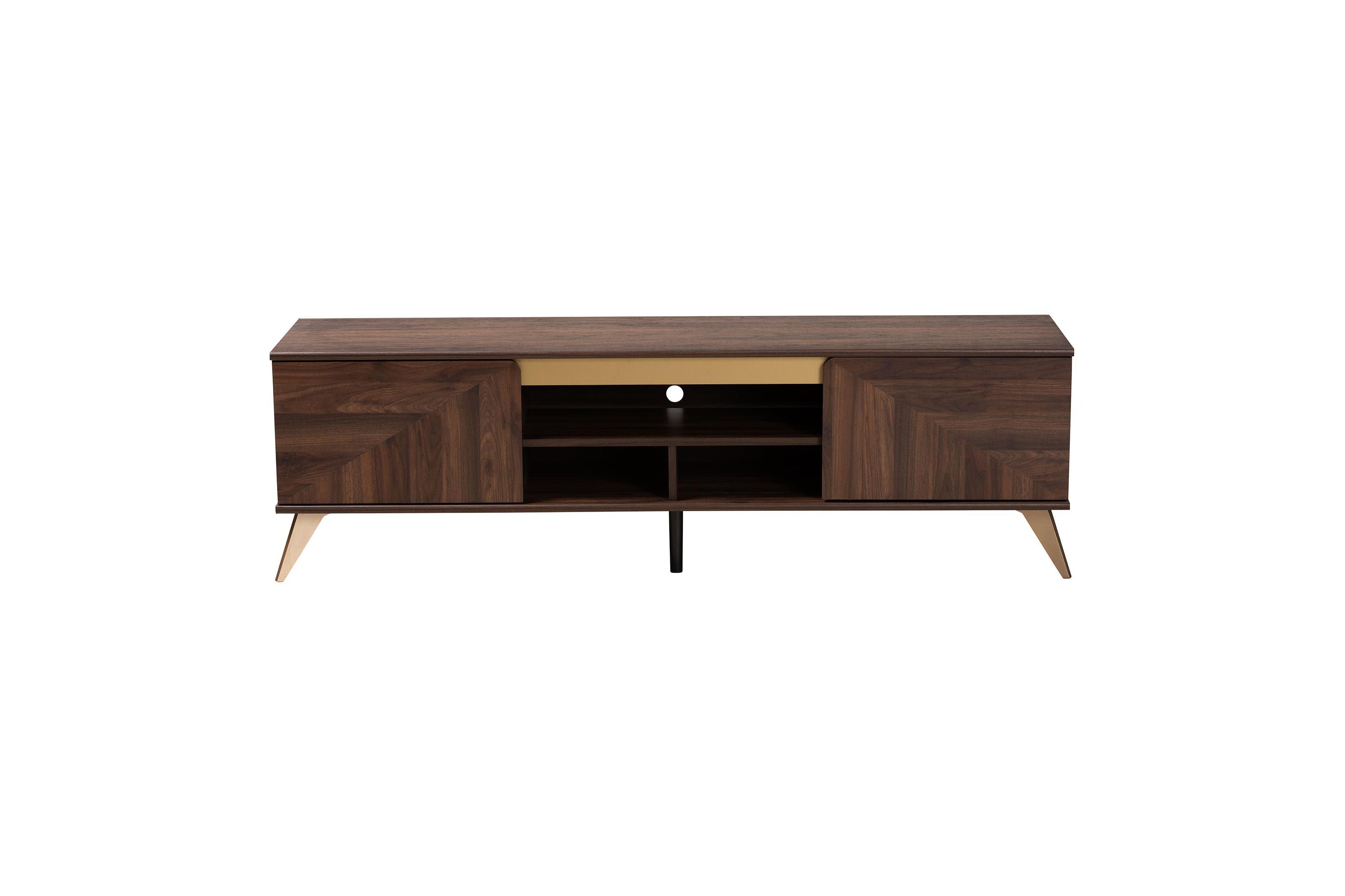 Graceland Mid-Century Modern Transitional Walnut Brown Finished Wood 2-Door TV Stand