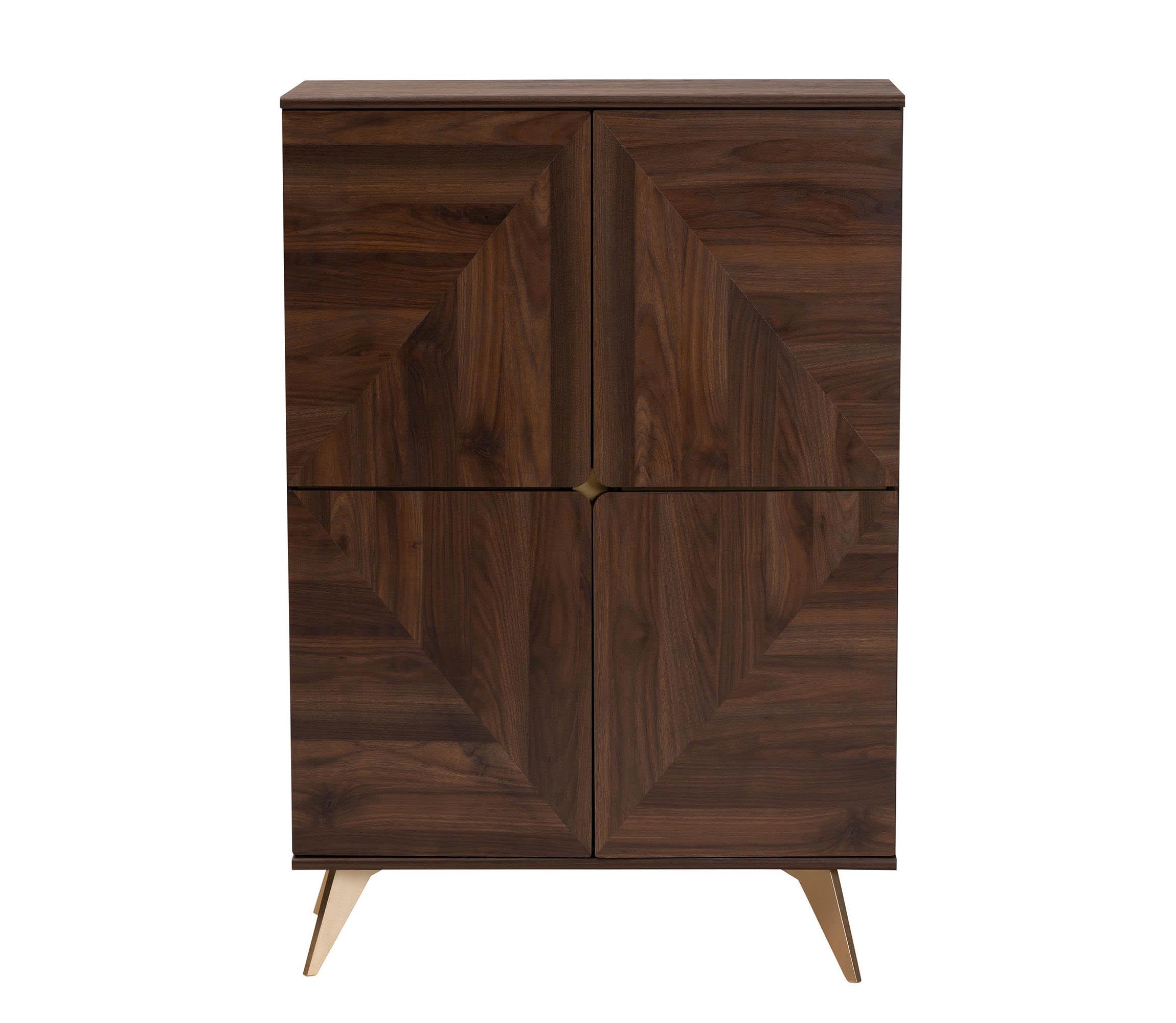 Graceland Mid-Century Modern Transitional Walnut Brown Finished Wood Shoe Cabinet