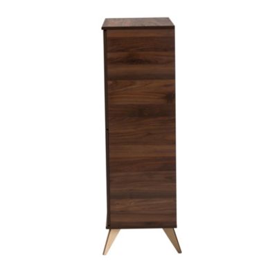 Graceland Mid-Century Modern Transitional Walnut Brown Finished Wood Shoe Cabinet