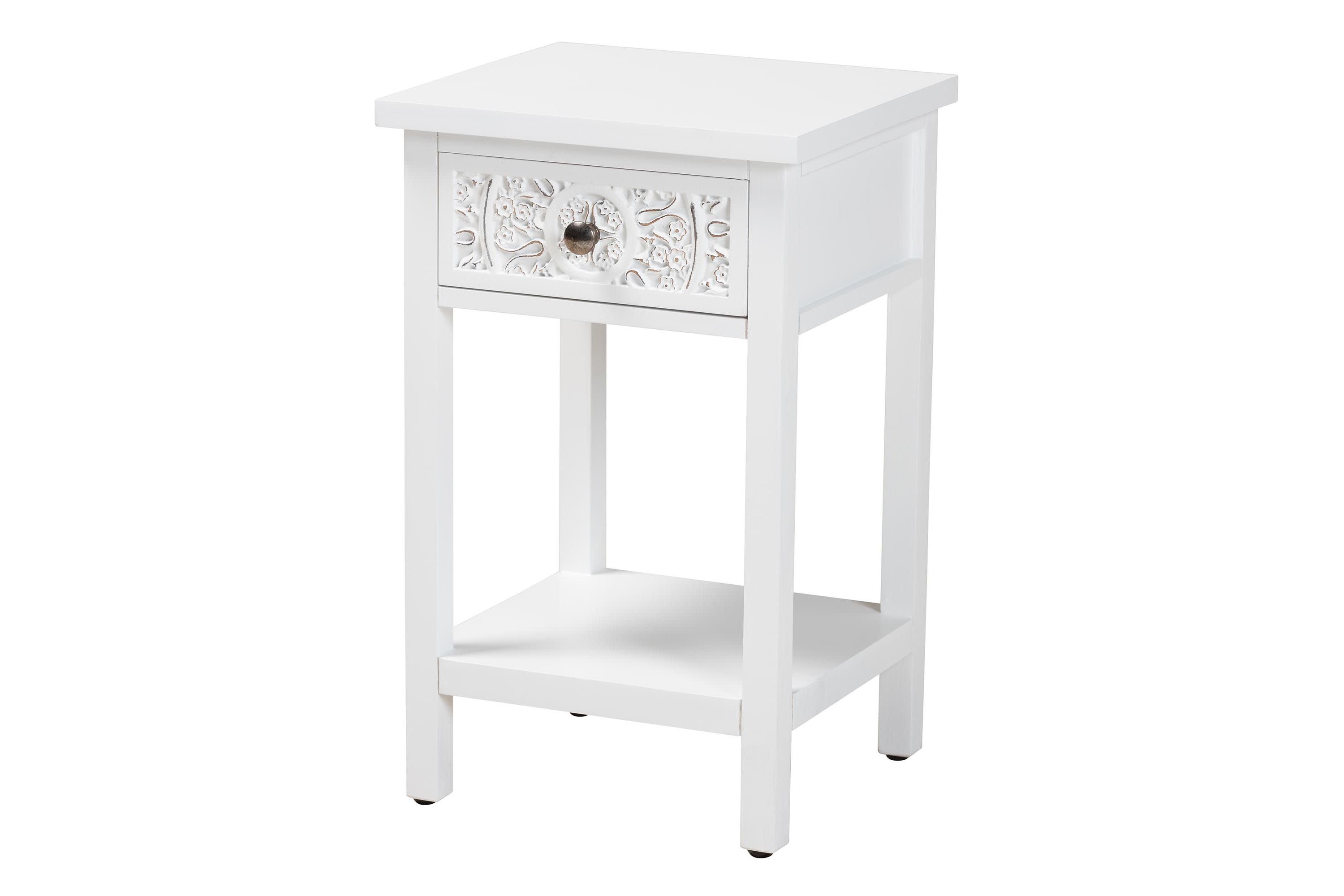 Yelena Classic and Traditional White Finished Wood 1-Drawer End Table