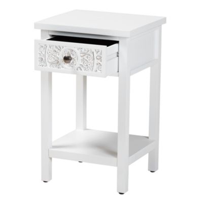 Yelena Classic and Traditional White Finished Wood 1-Drawer End Table