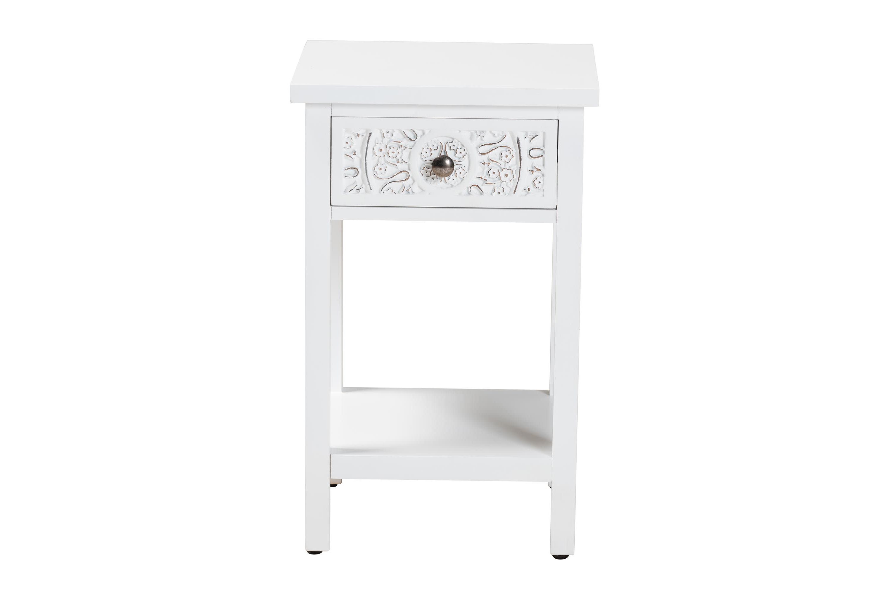 Yelena Classic and Traditional White Finished Wood 1-Drawer End Table
