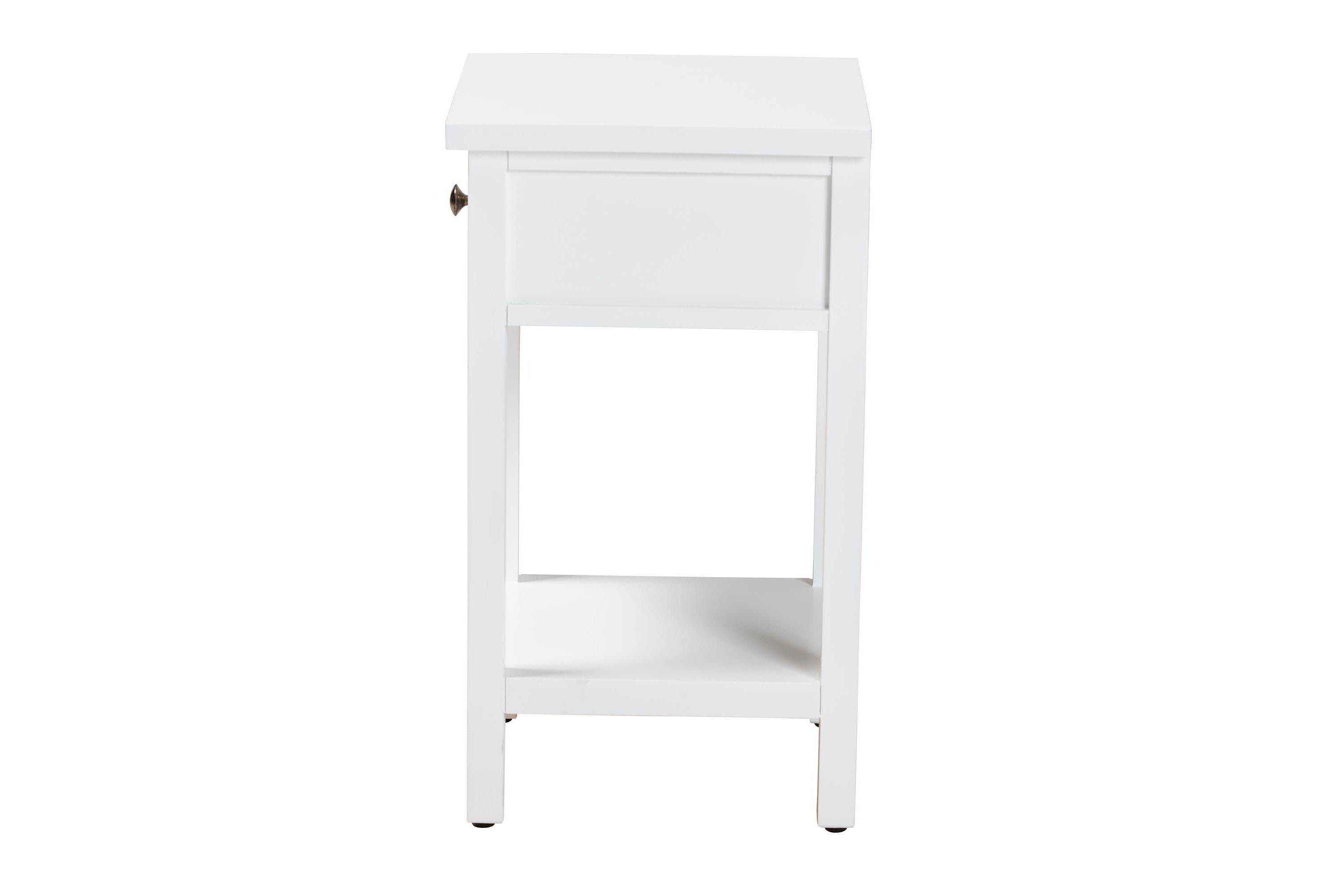 Yelena Classic and Traditional White Finished Wood 1-Drawer End Table
