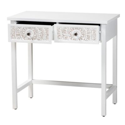 Yelena Classic and Traditional White Finished Wood 2-Drawer Console Table