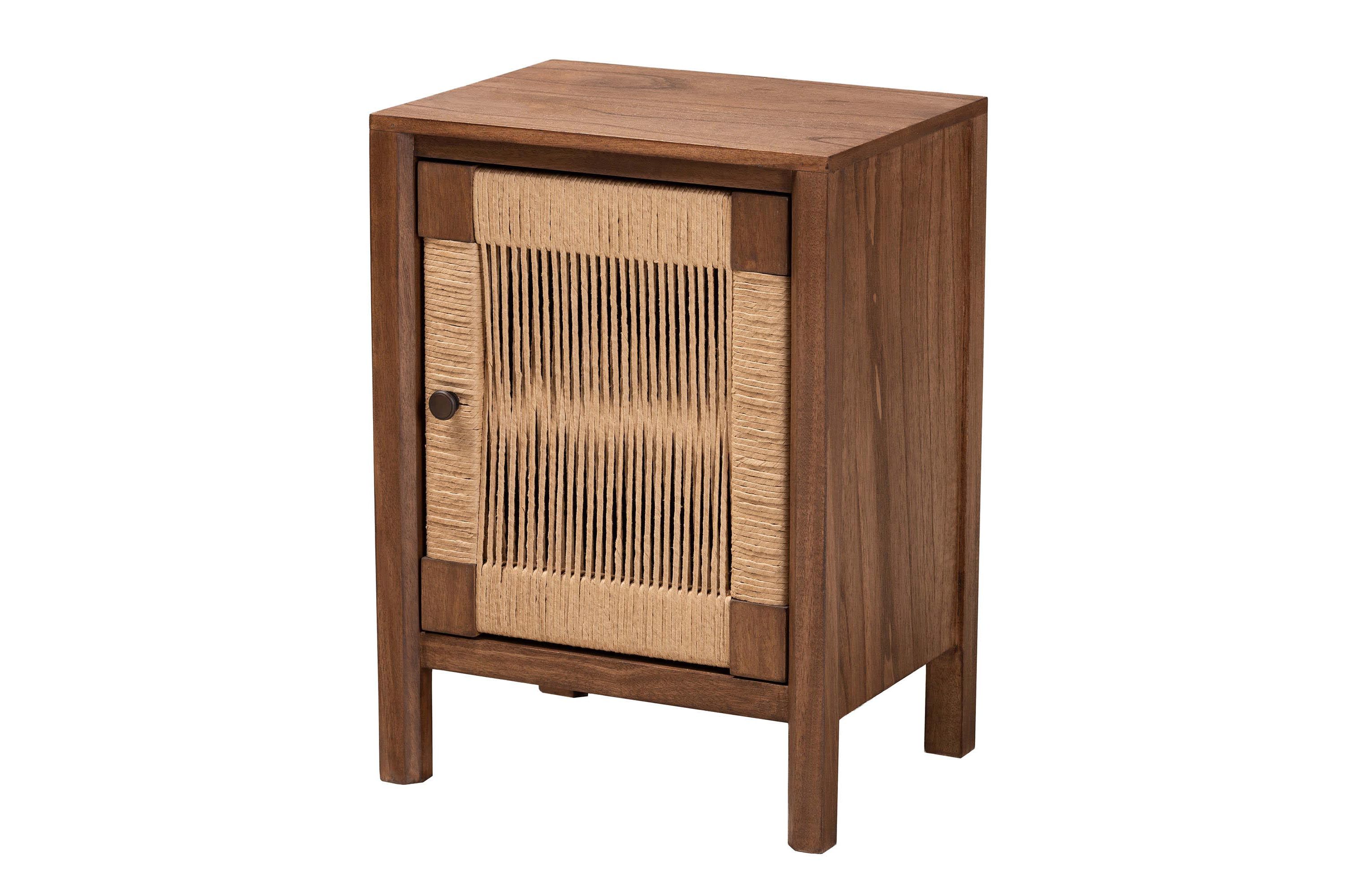 bali & pari Holitz Modern Bohemian Walnut Brown Finished Bayur Wood Nightstand