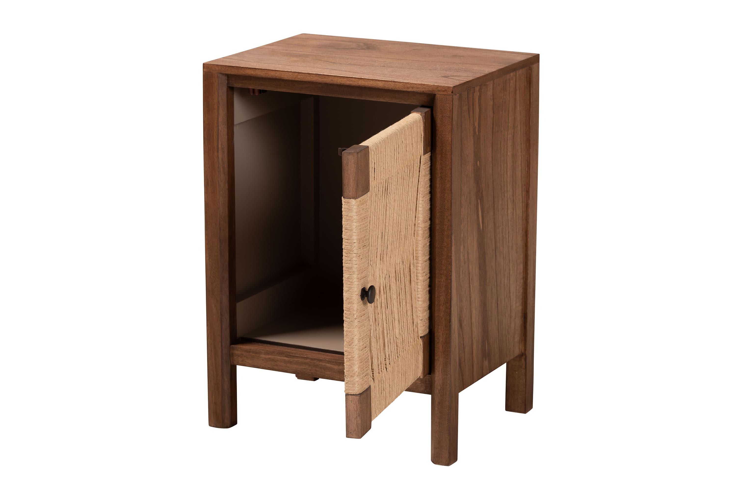 bali & pari Holitz Modern Bohemian Walnut Brown Finished Bayur Wood Nightstand