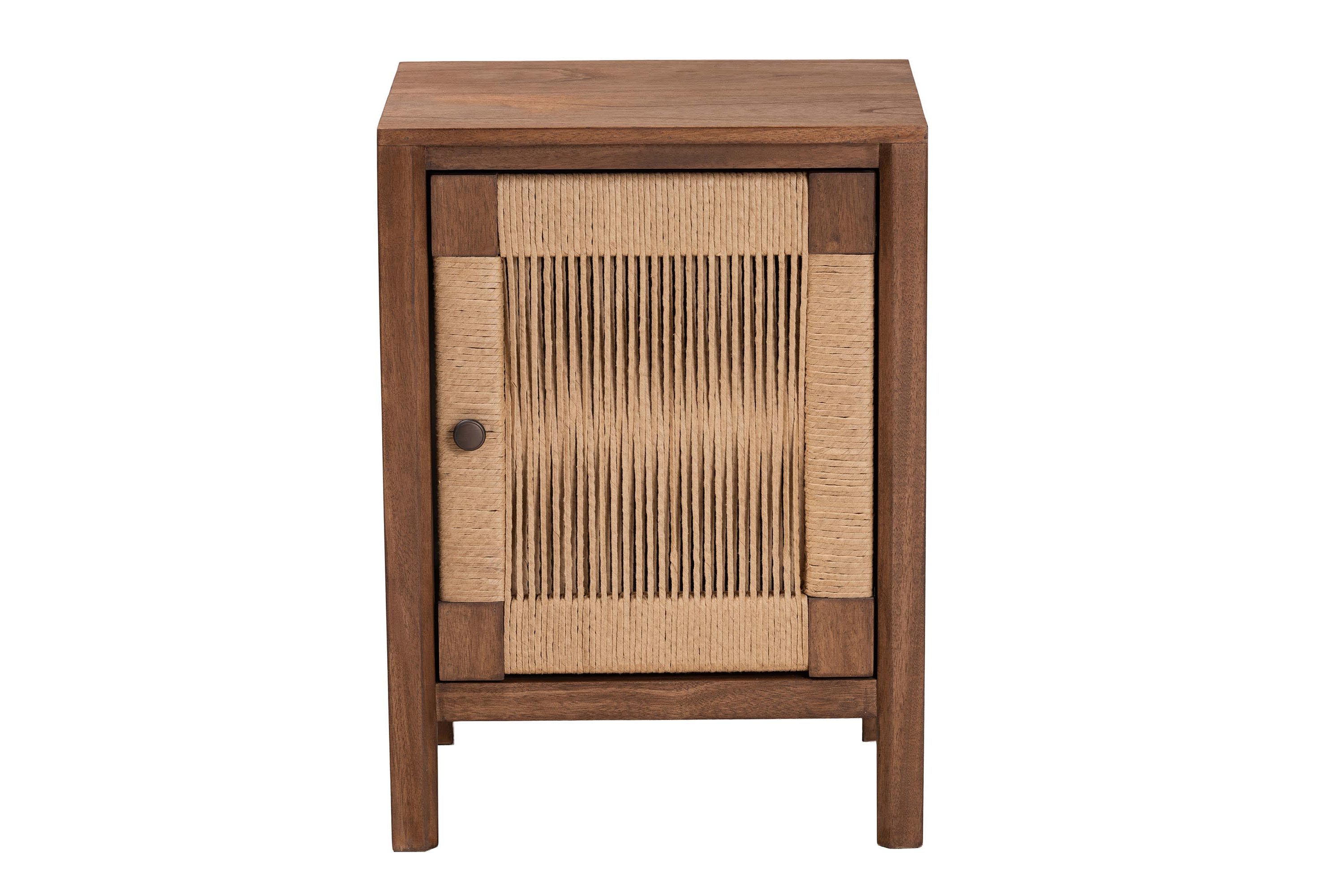 bali & pari Holitz Modern Bohemian Walnut Brown Finished Bayur Wood Nightstand
