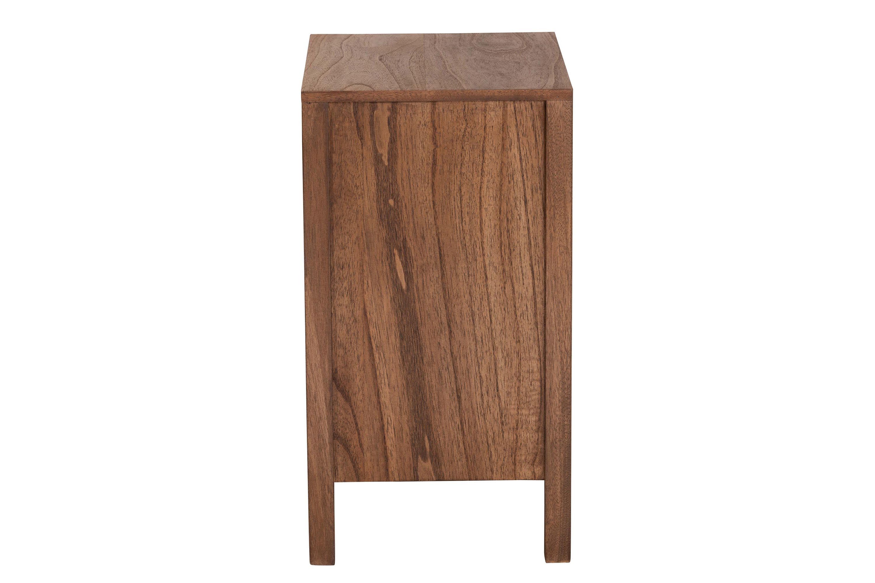 bali & pari Holitz Modern Bohemian Walnut Brown Finished Bayur Wood Nightstand