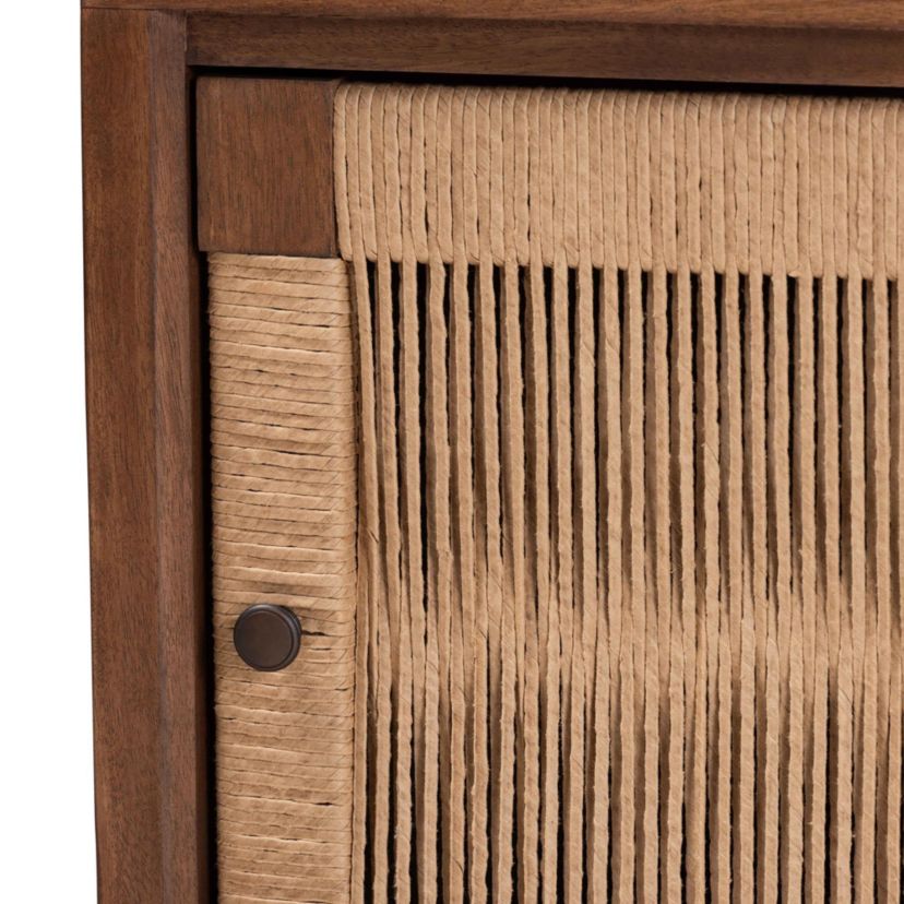 bali & pari Holitz Modern Bohemian Walnut Brown Finished Bayur Wood Nightstand