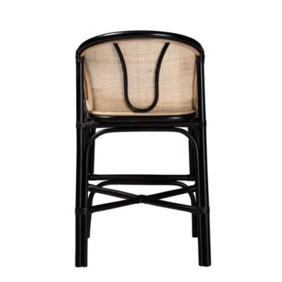 Miranda Modern Bohemian Two-Tone Black and Natural Brown Rattan Counter Stool