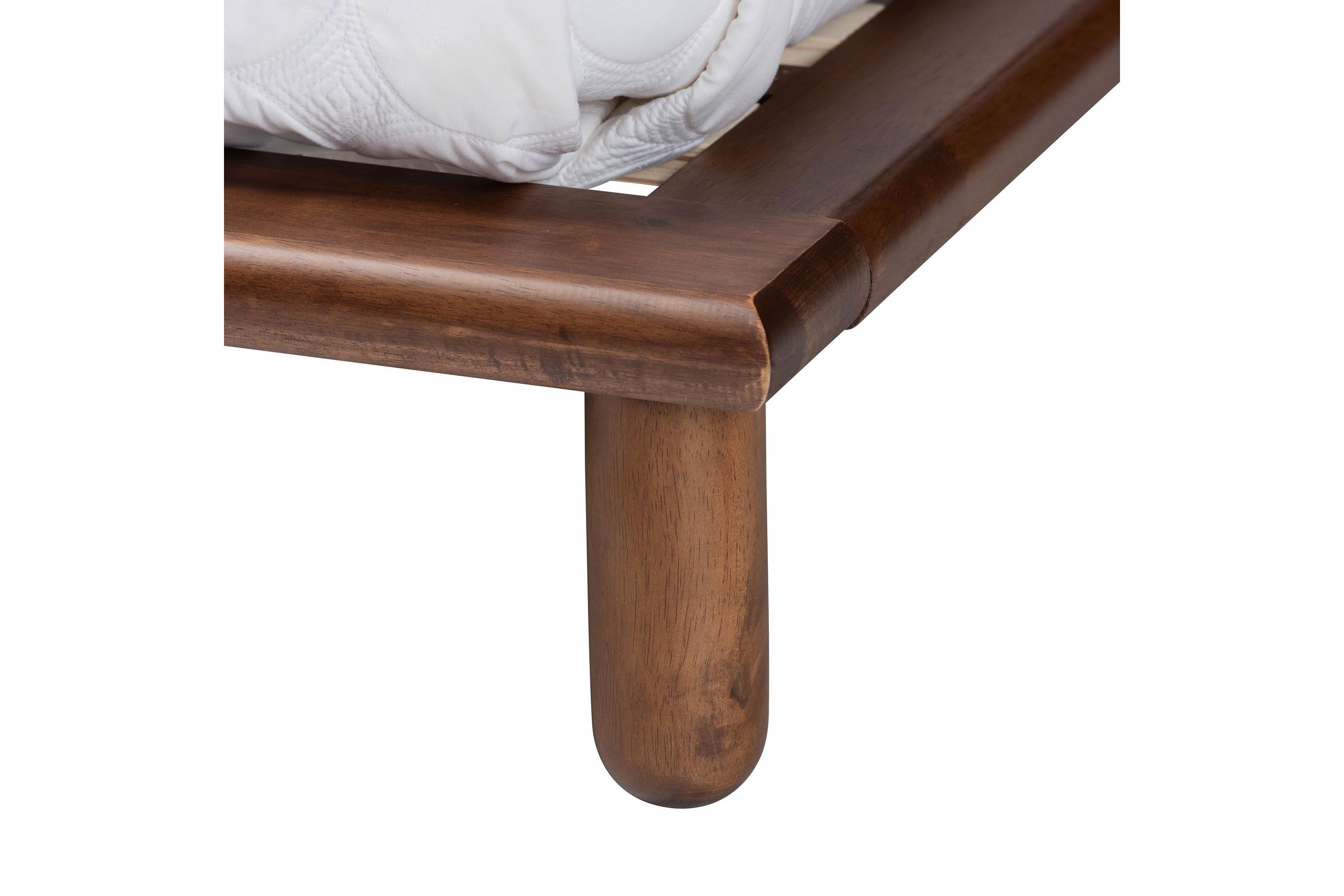 Alivia Mid-Century Modern Walnut Brown Finished Wood Queen Size Bed Frame