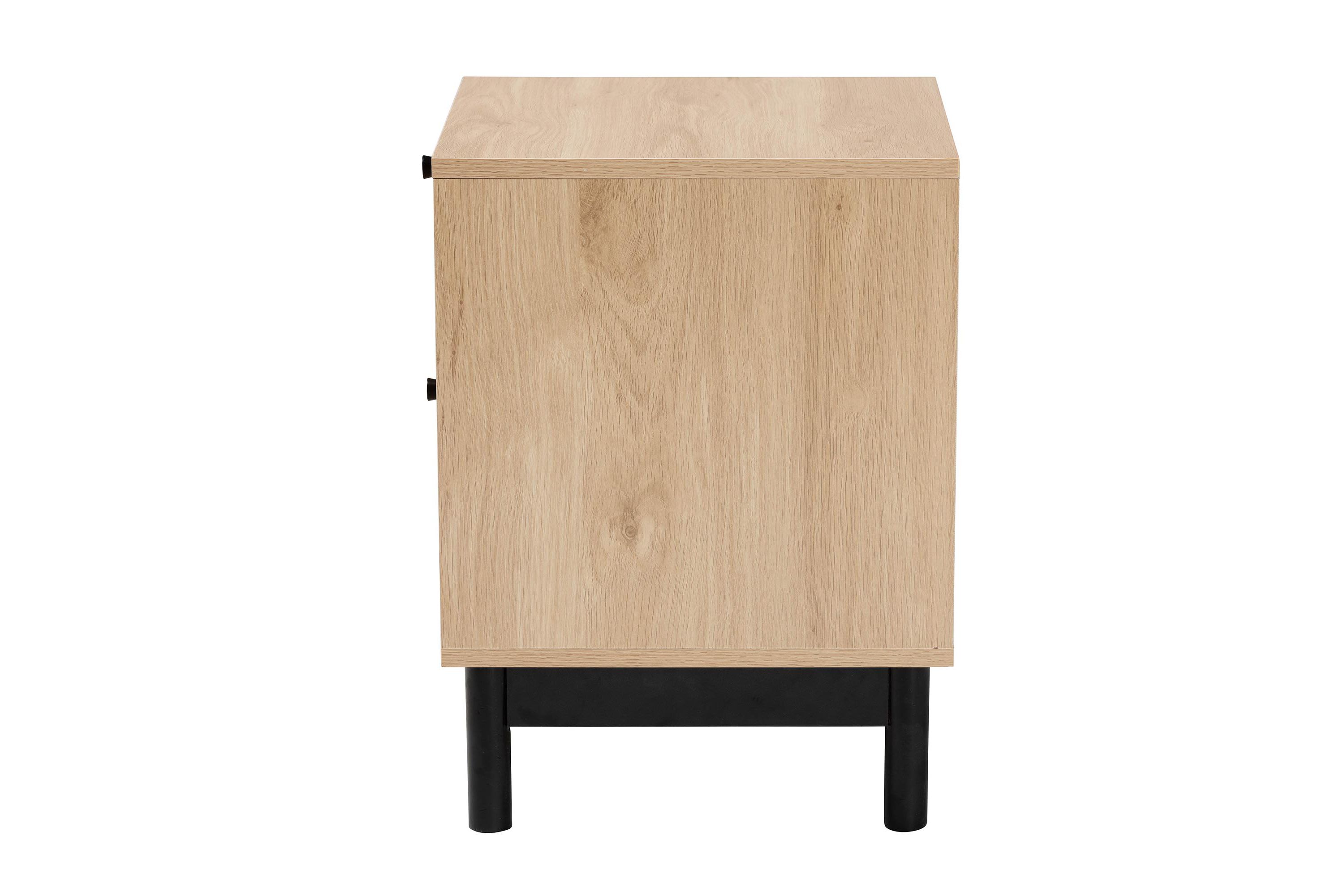 Cherelle Mid-Century Modern Light Brown and Black 2-Drawer End Table