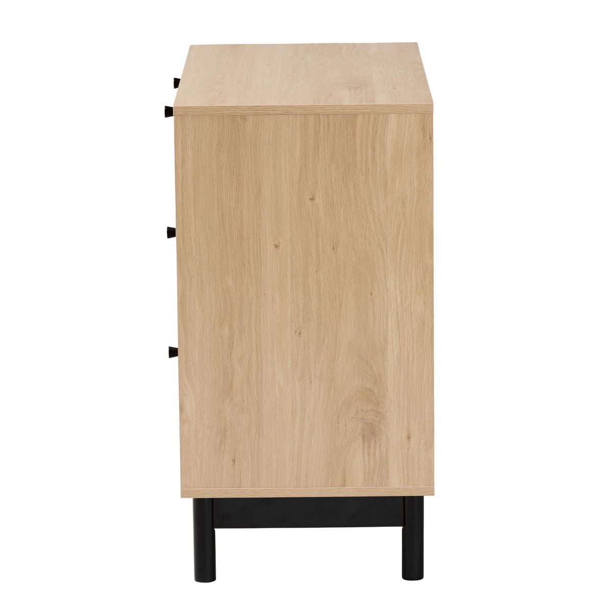Cherelle Mid-Century Modern Light Brown and Black 3-Drawer Storage Cabinet