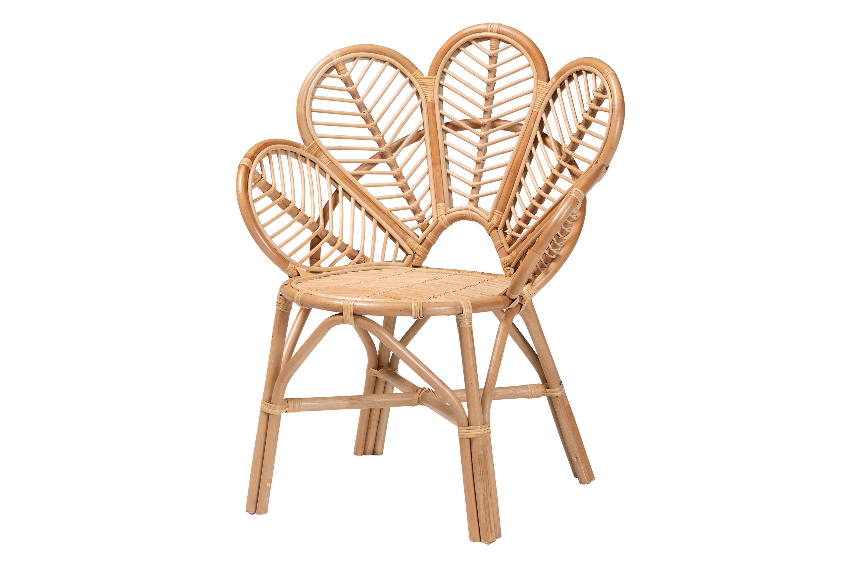 Eliava Modern Bohemian Natural Rattan Flower Accent Chair