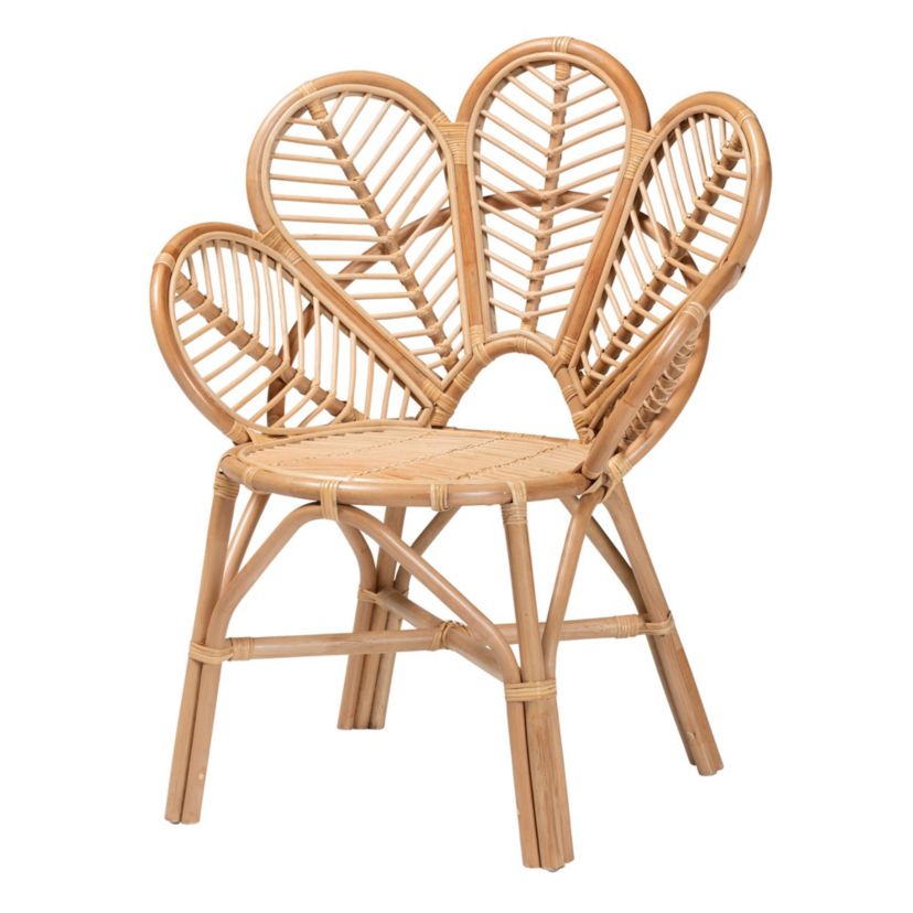 Eliava Modern Bohemian Natural Rattan Flower Accent Chair