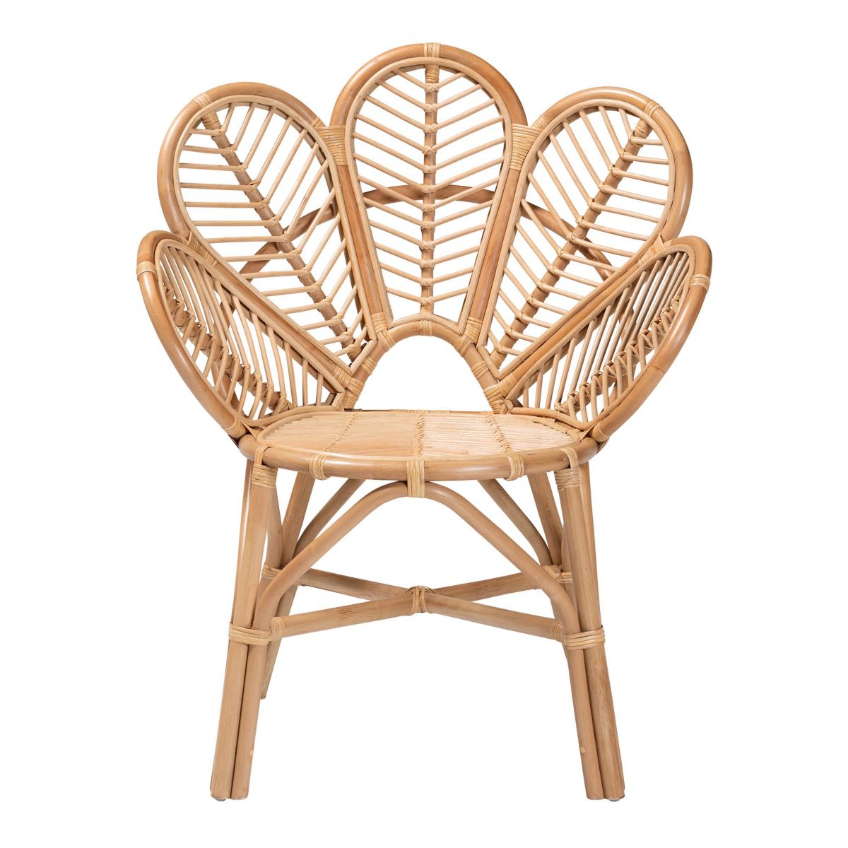Eliava Modern Bohemian Natural Rattan Flower Accent Chair