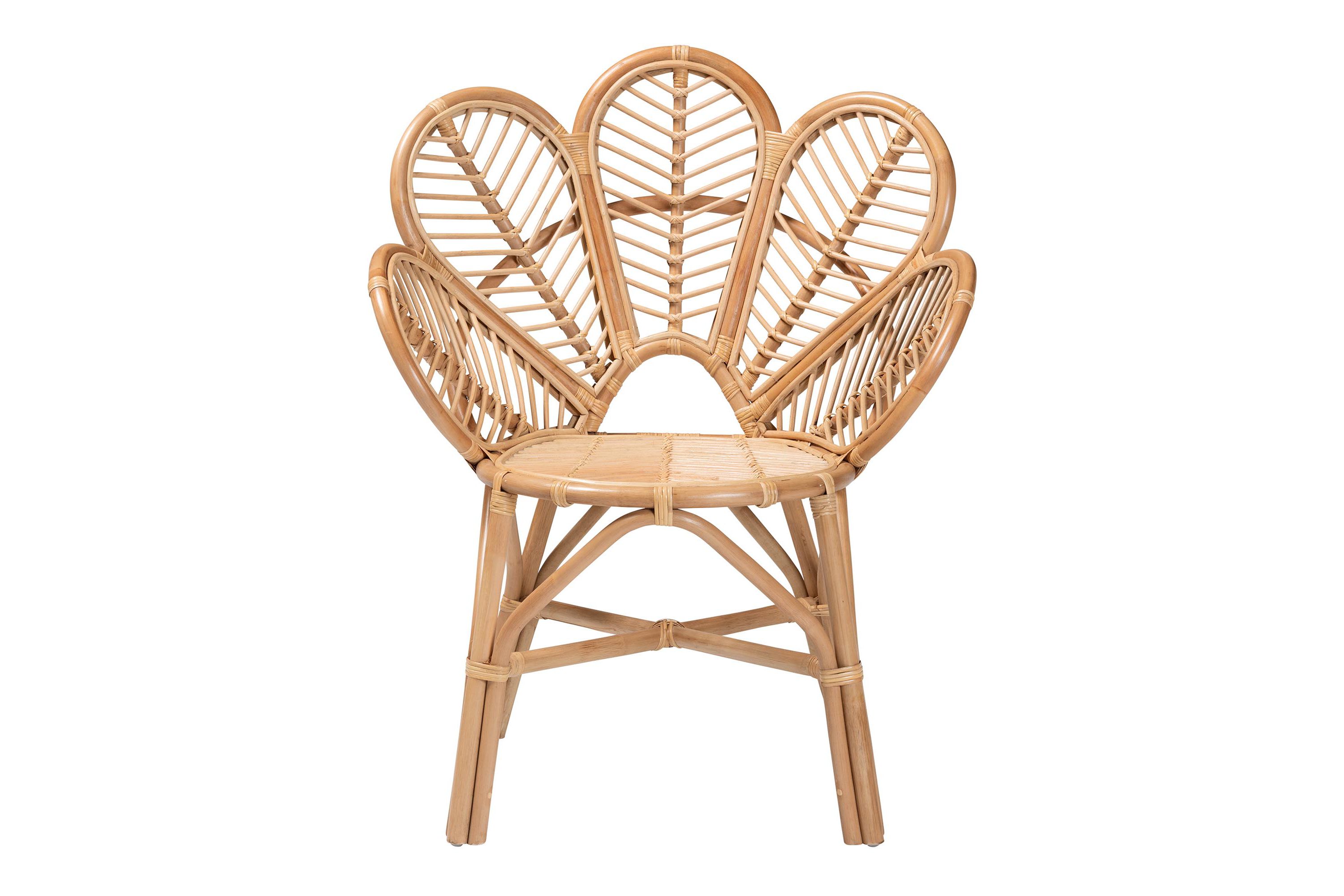 Eliava Modern Bohemian Natural Rattan Flower Accent Chair