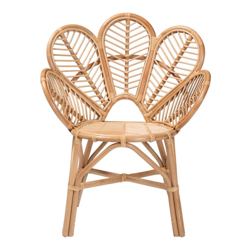 Eliava Modern Bohemian Natural Rattan Flower Accent Chair