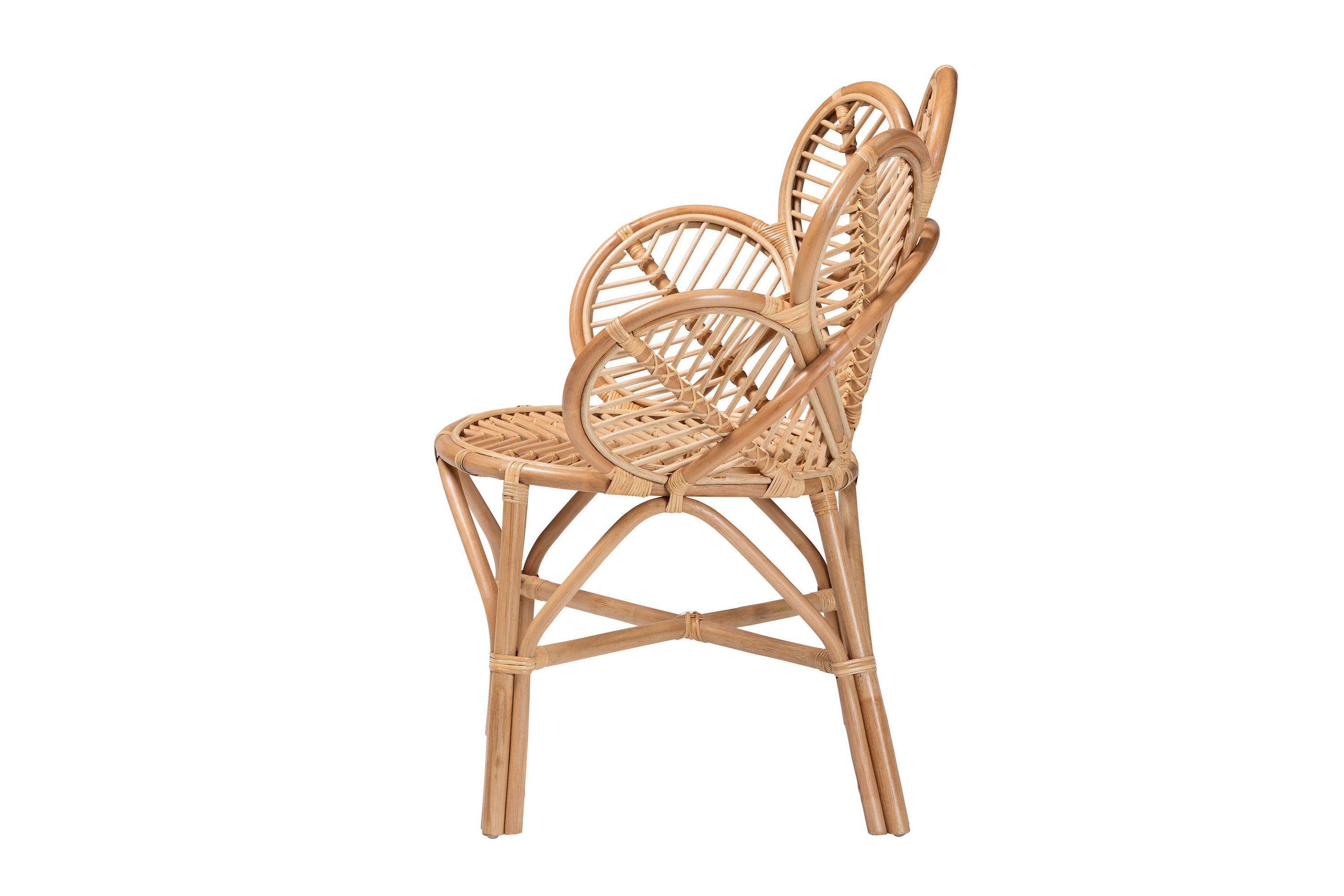 Eliava Modern Bohemian Natural Rattan Flower Accent Chair