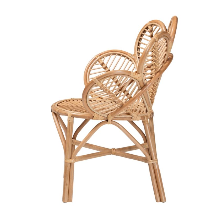 Eliava Modern Bohemian Natural Rattan Flower Accent Chair