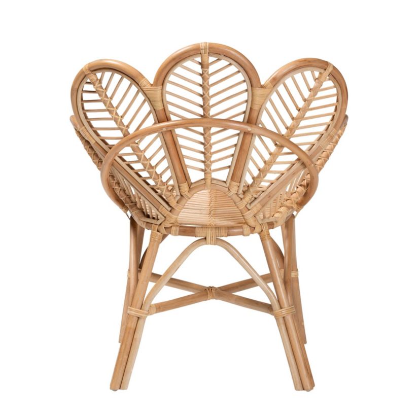 Eliava Modern Bohemian Natural Rattan Flower Accent Chair