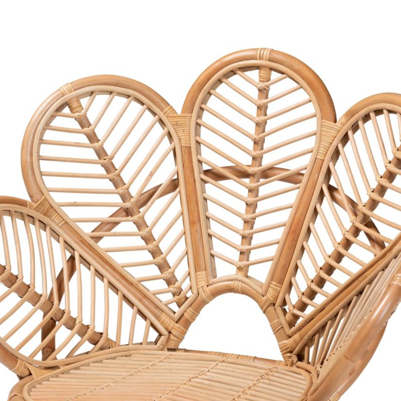Eliava Modern Bohemian Natural Rattan Flower Accent Chair