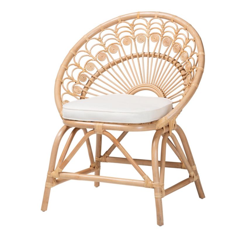 Abriella Modern Bohemian Natural Rattan Peacock Chair