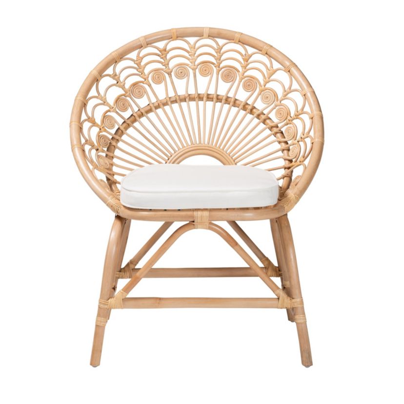 Abriella Modern Bohemian Natural Rattan Peacock Chair