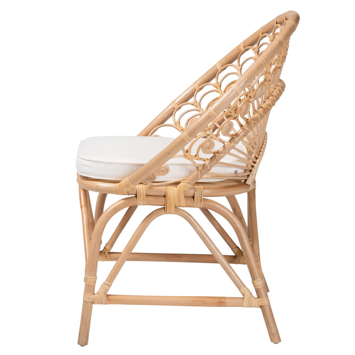 Abriella Modern Bohemian Natural Rattan Peacock Chair