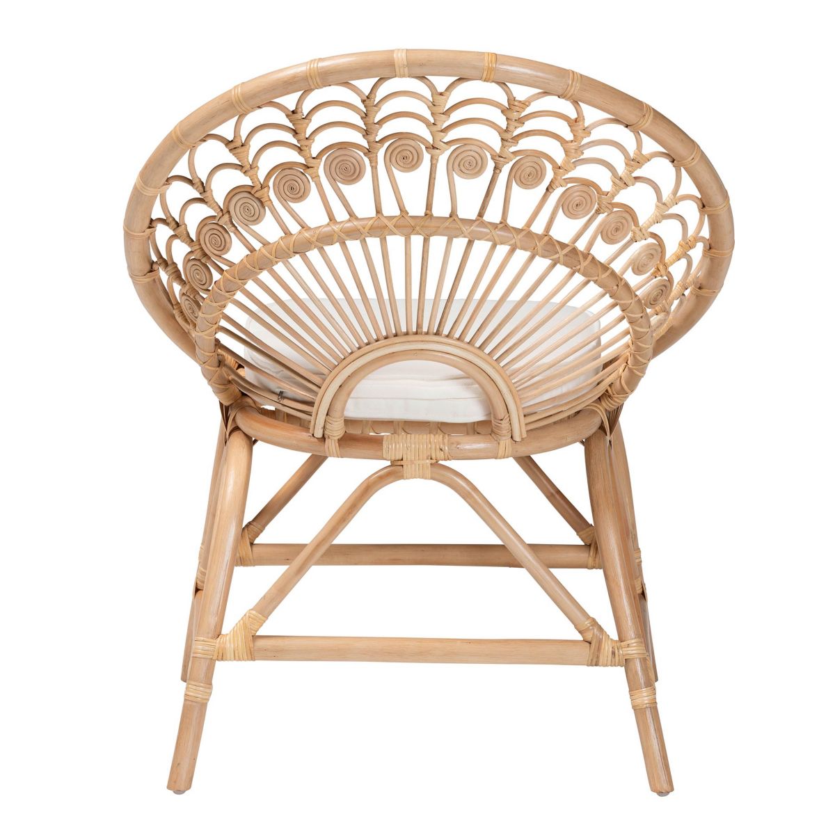 Abriella Modern Bohemian Natural Rattan Peacock Chair