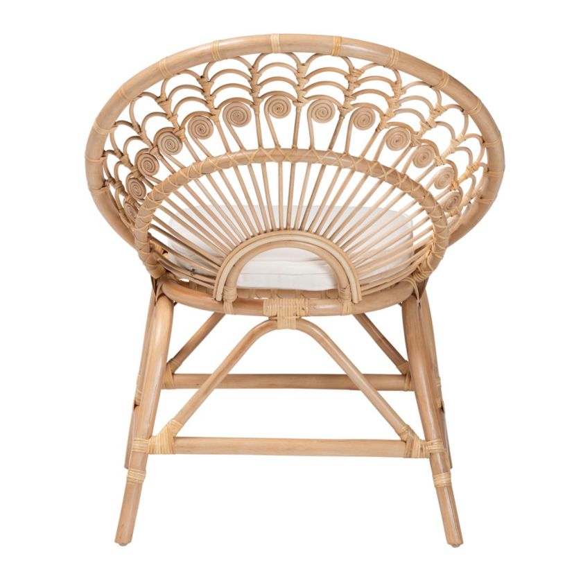 Abriella Modern Bohemian Natural Rattan Peacock Chair