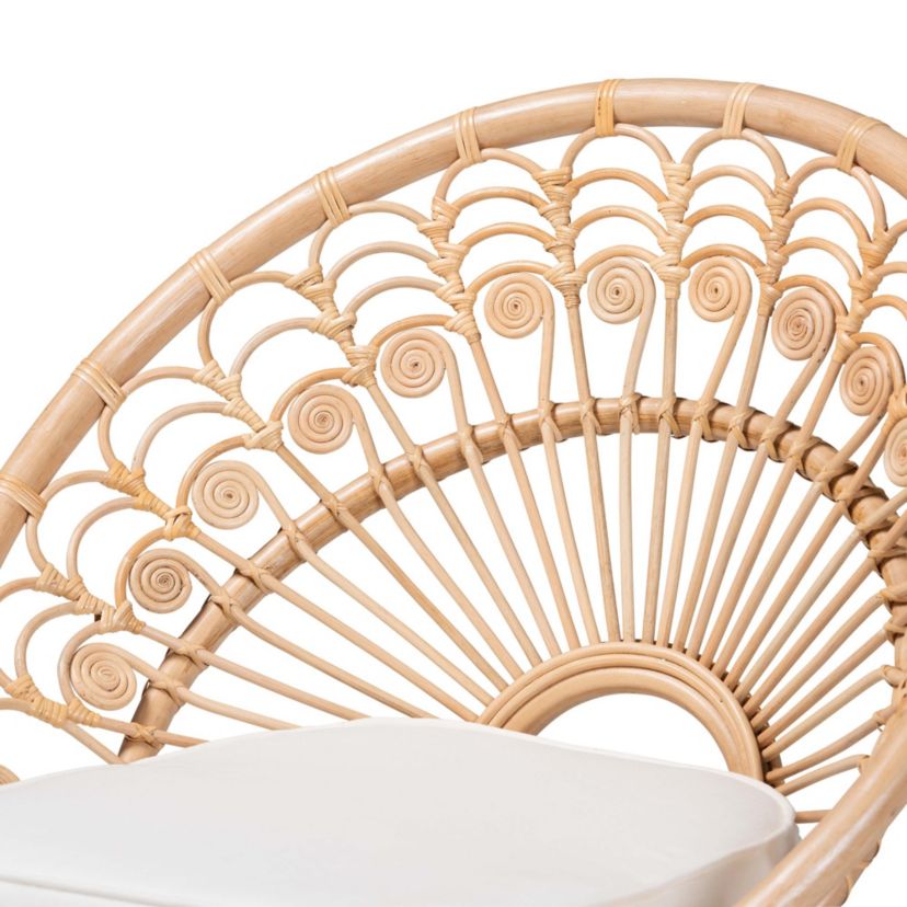 Abriella Modern Bohemian Natural Rattan Peacock Chair