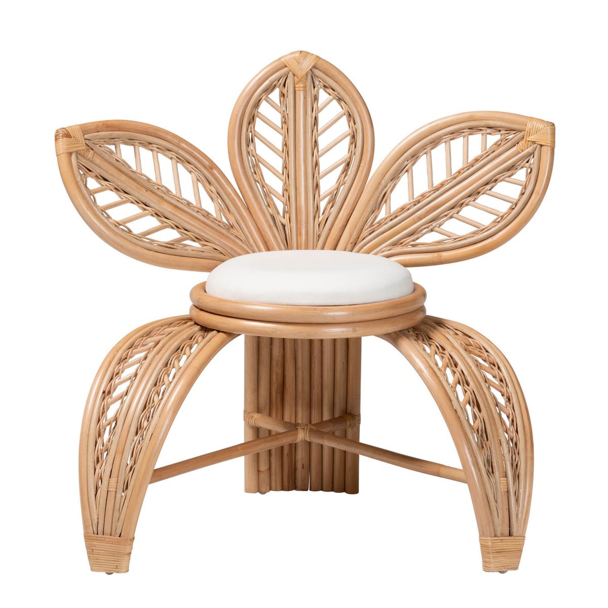 Gresham Modern Bohemian Natural Rattan Leaf Accent Chair