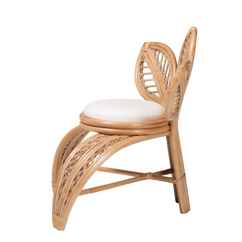 Gresham Modern Bohemian Natural Rattan Leaf Accent Chair