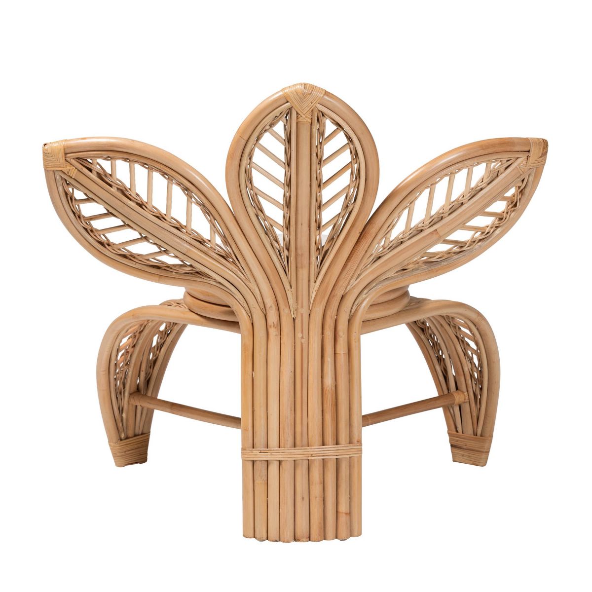 Gresham Modern Bohemian Natural Rattan Leaf Accent Chair