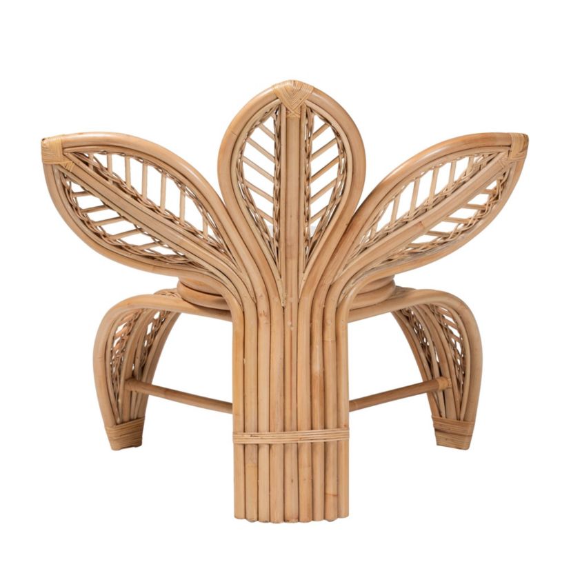 Gresham Modern Bohemian Natural Rattan Leaf Accent Chair