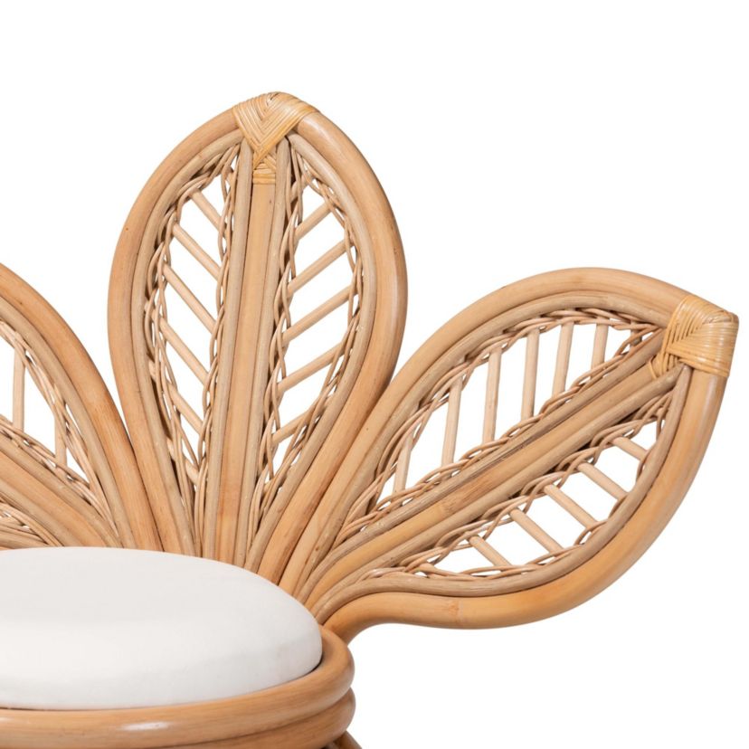 Gresham Modern Bohemian Natural Rattan Leaf Accent Chair