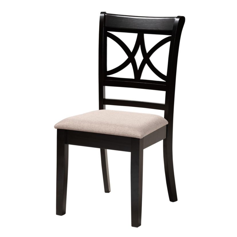 Mari Modern Beige Fabric and Dark Brown Finished Wood 5-Piece Dining Set