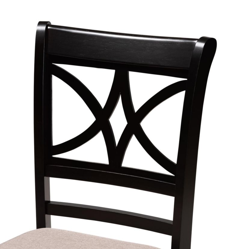 Mari Modern Beige Fabric and Dark Brown Finished Wood 5-Piece Dining Set